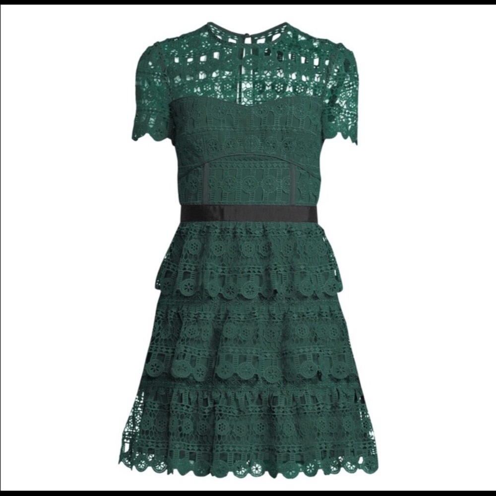 Self portrait tiered lace guipure dress